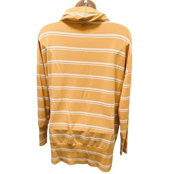 Garnet Hill Cowl Neck Knit Tunic Yellow Stripe Tencel Womens Small EUC - Picture 6 of 8